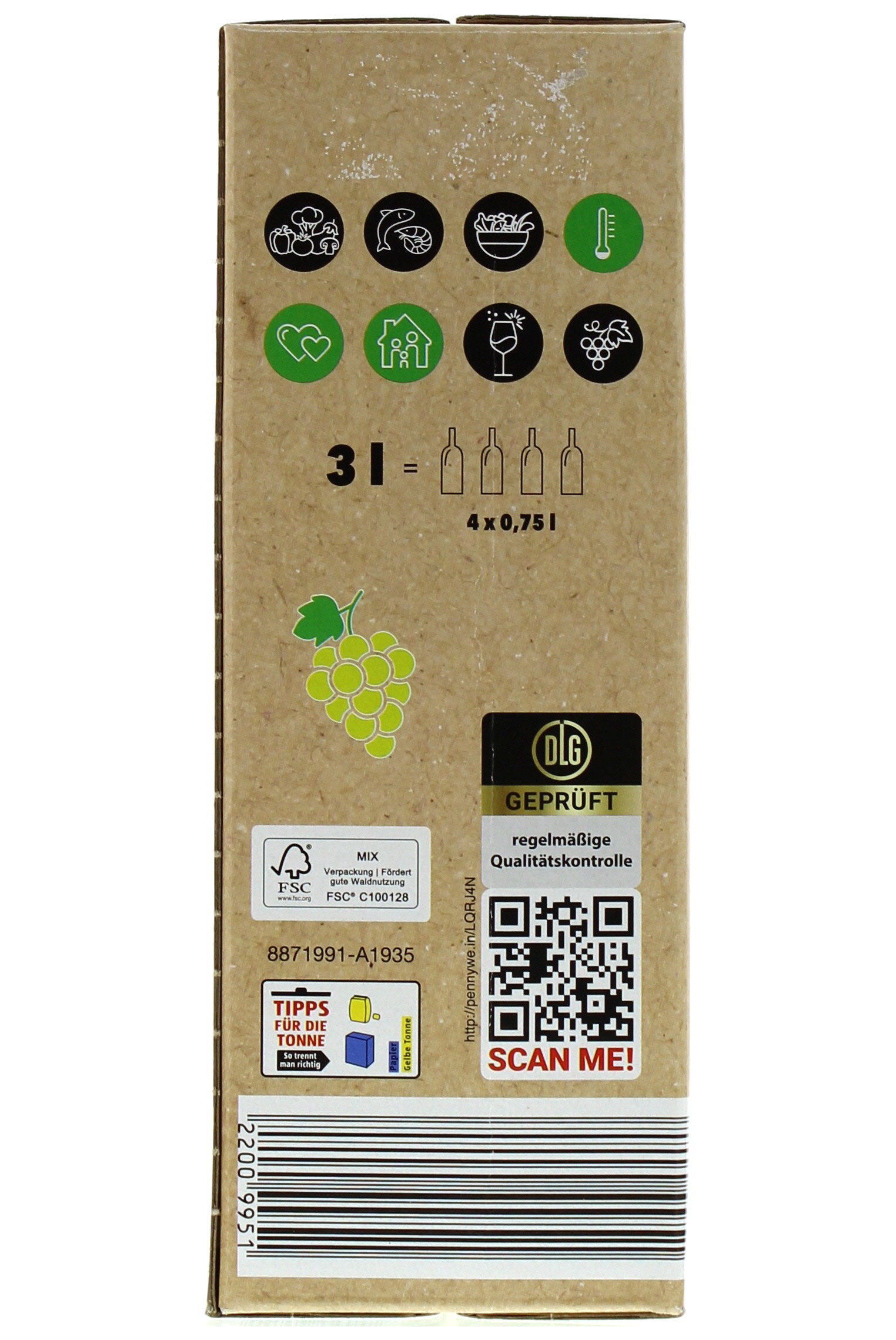 2022 Spanien Macabeo Sauvignon Mobile España 3,0 Blanc PENNY Bag-in-Box - de l Vino trocken Wein-App